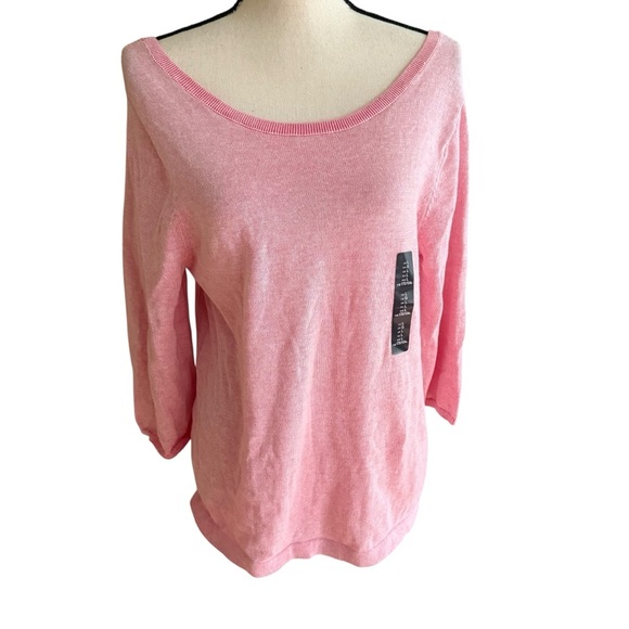 Gap Womens Pink Knit Sweater 3/4 length sleeve lightweight Size L Weekend - Picture 3 of 10